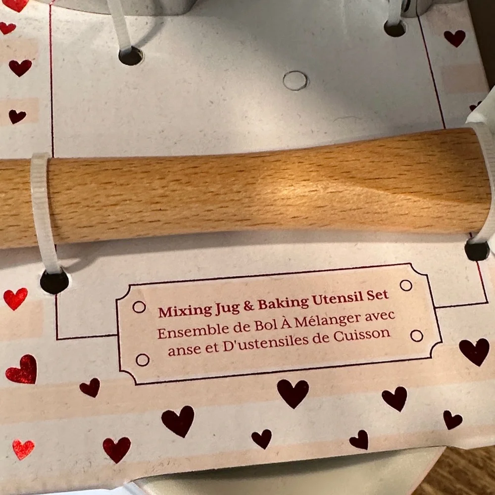 The Bakeshop Bow Ceramic Mixing Bowl Set with spatula, cookie cutters &‎ recipe.